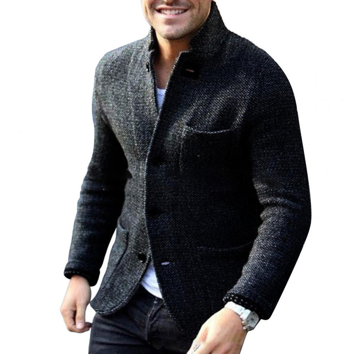 Comfortable men's button-down casual jacket, a stylish stand collar outerwear. Essential for everyday men's fashion.
