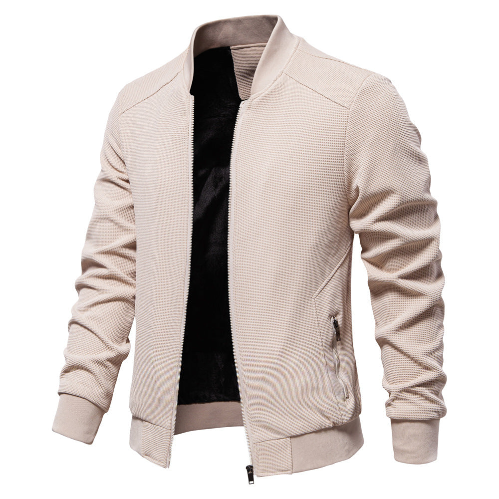 Stylish men's bomber jacket with zip-up front, ideal for versatile casual layering and modern everyday fashion.