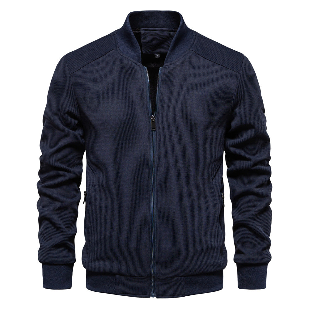 Men's zip-up bomber jacket. Perfect layering piece for stylish, comfortable casual outerwear & men's fashion.