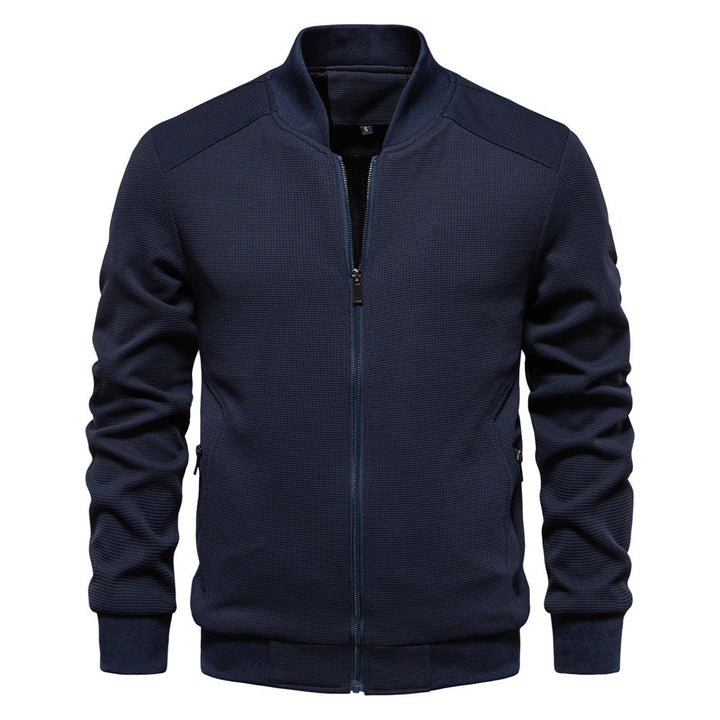 Men's zip-up bomber jacket. Perfect layering piece for stylish, comfortable casual outerwear & men's fashion.