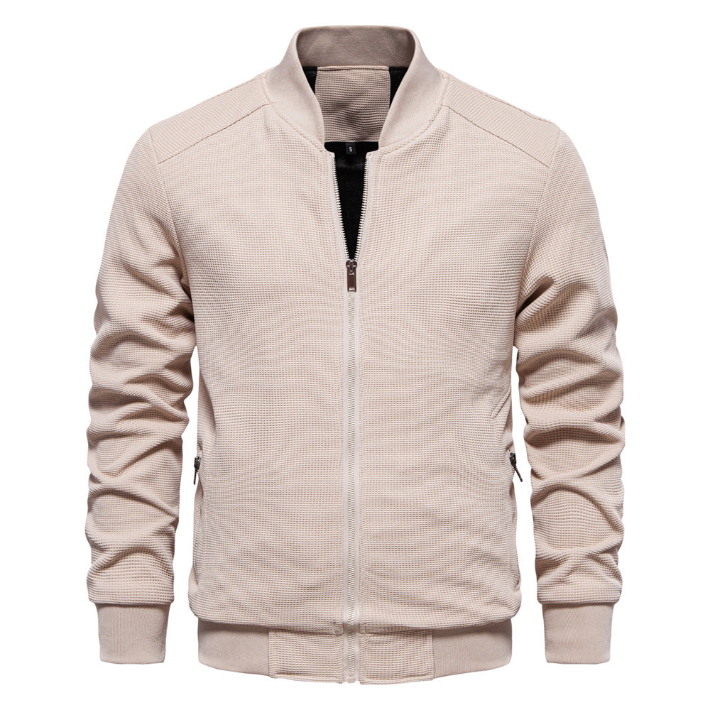 Men's zip-up bomber jacket in black. Stylish, comfortable casual outerwear perfect for everyday layering.