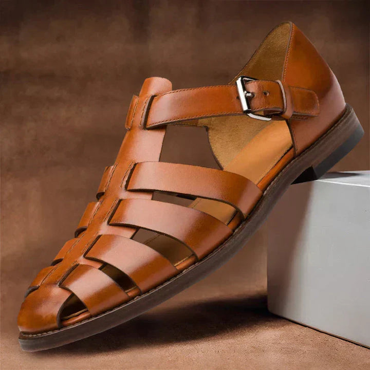 Versatile men's black strappy sandals for outdoor adventures, beachwear, and travel. Comfortable slip-on design.