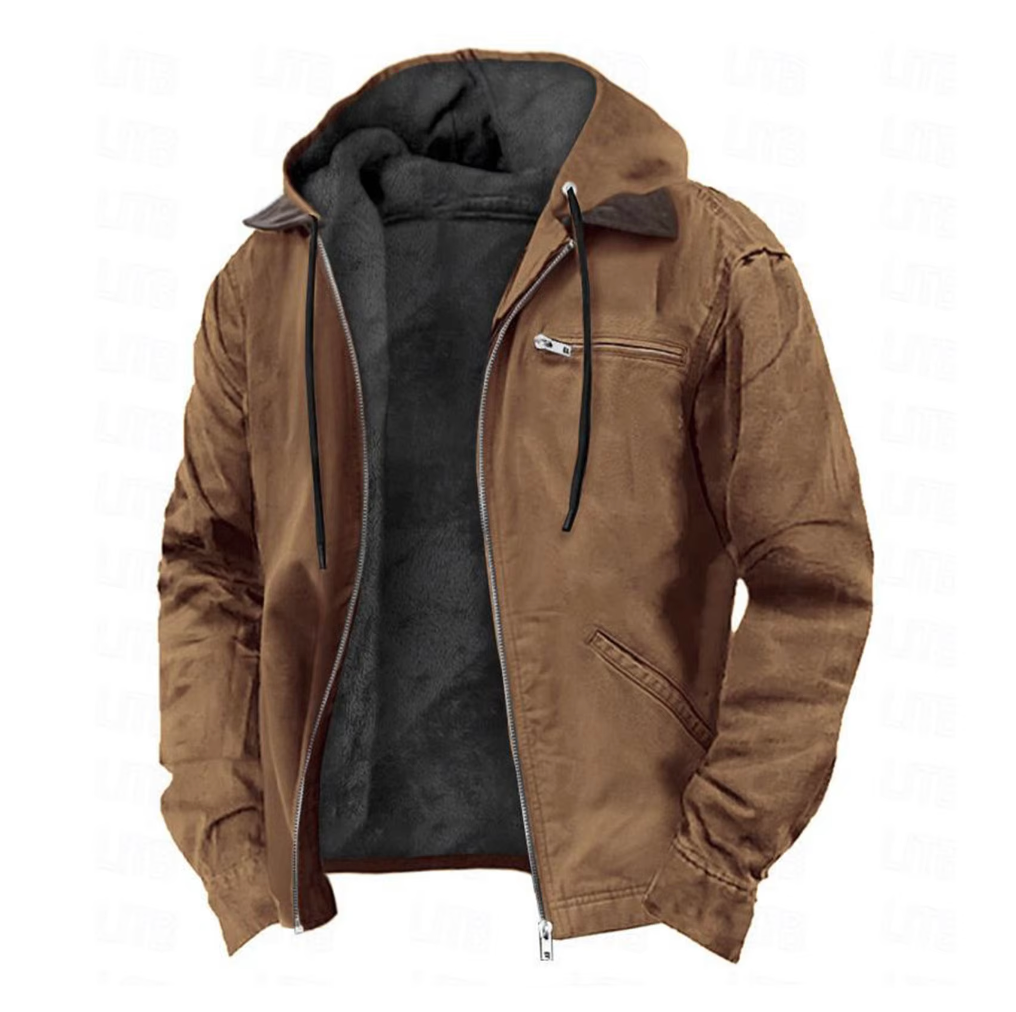 Men's cozy hooded zip-up jacket for everyday comfort and casual style.