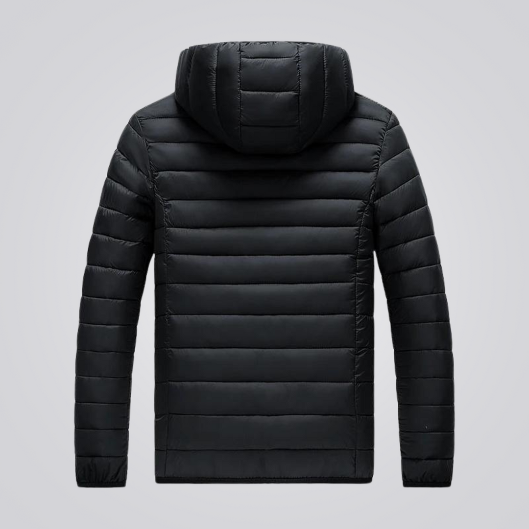Durable men's warm winter puffer jacket, ideal for extreme cold weather & outdoor adventures.