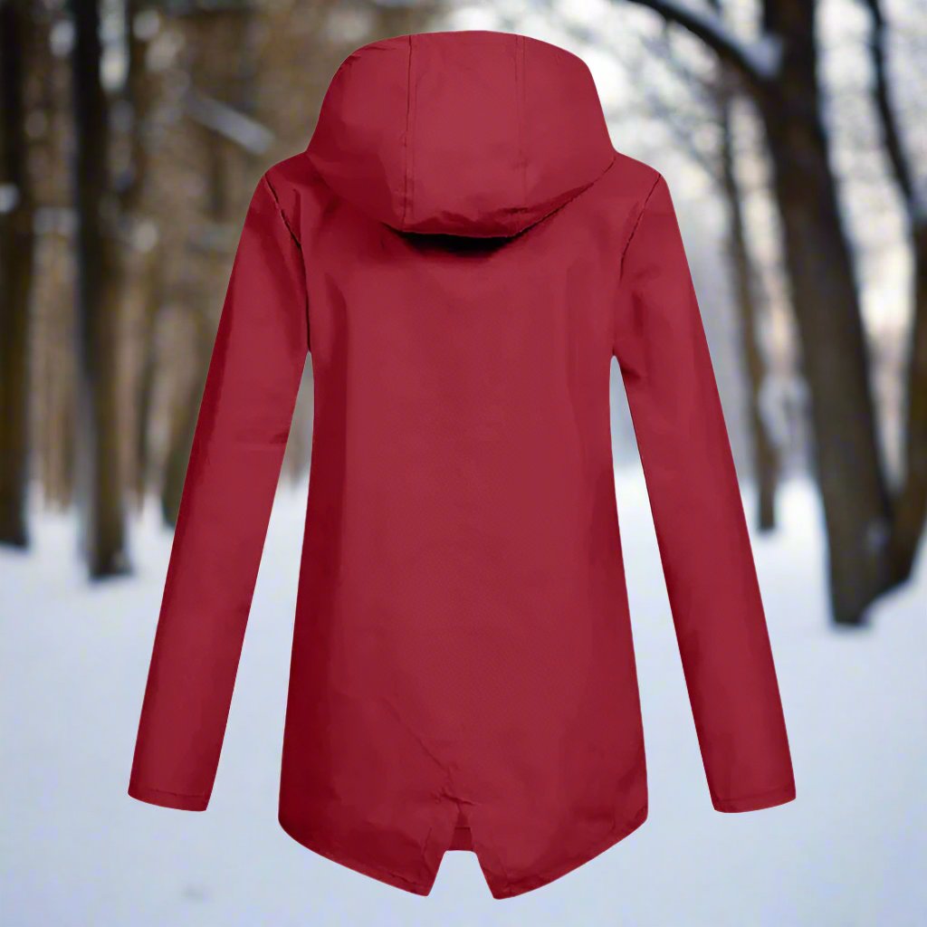 Essential women's lightweight rain jacket, fully waterproof with hood and adjustable cuffs.