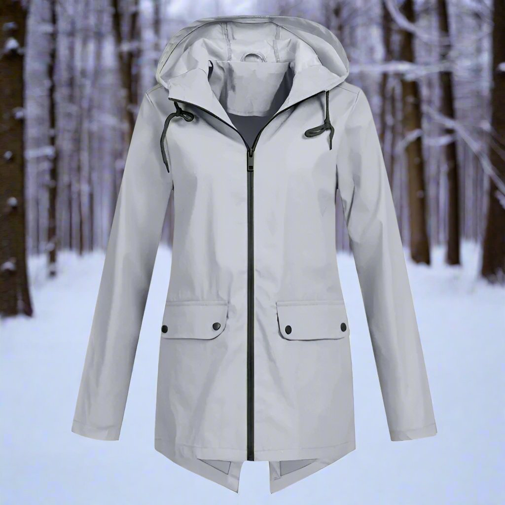 Chic women's waterproof raincoat, perfect for ladies' fashion and all-weather use.