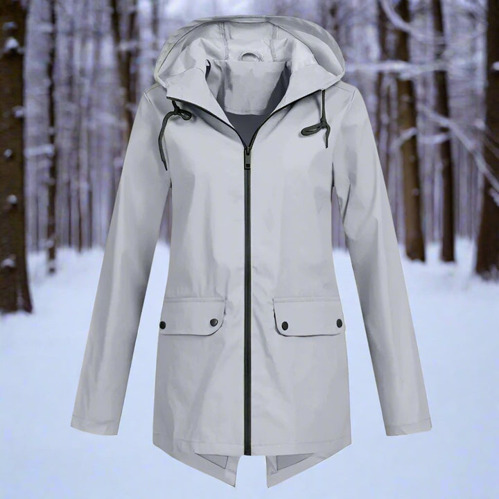 Chic women's waterproof raincoat, perfect for ladies' fashion and all-weather use.