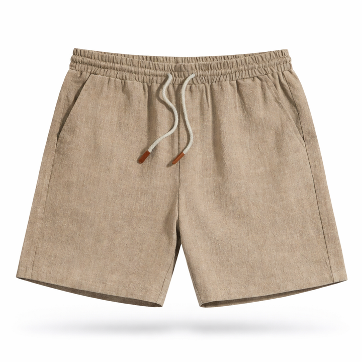 Relaxed fit men's bottoms: versatile drawstring shorts with an elastic waist, great for summer and beach days.