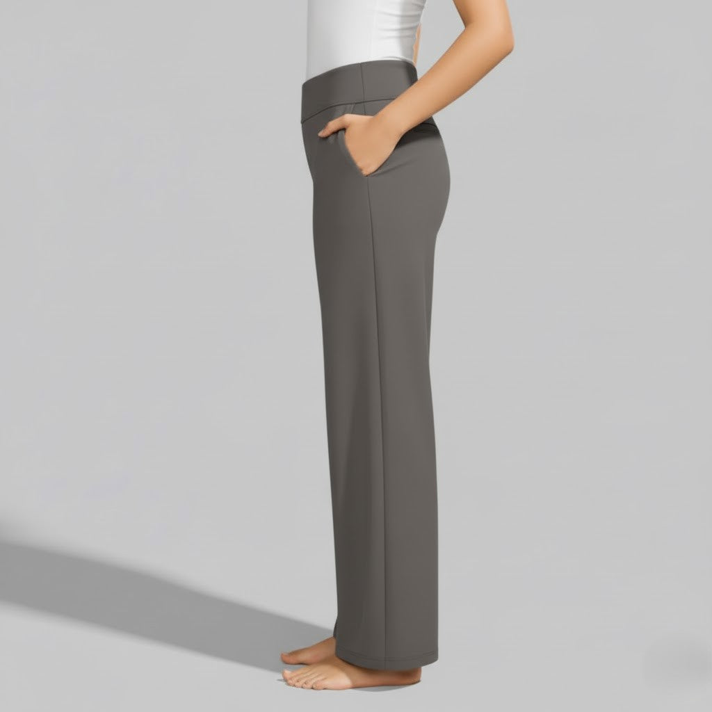 Soft fabric stretch trousers for women, offering flexible movement and superior comfort.