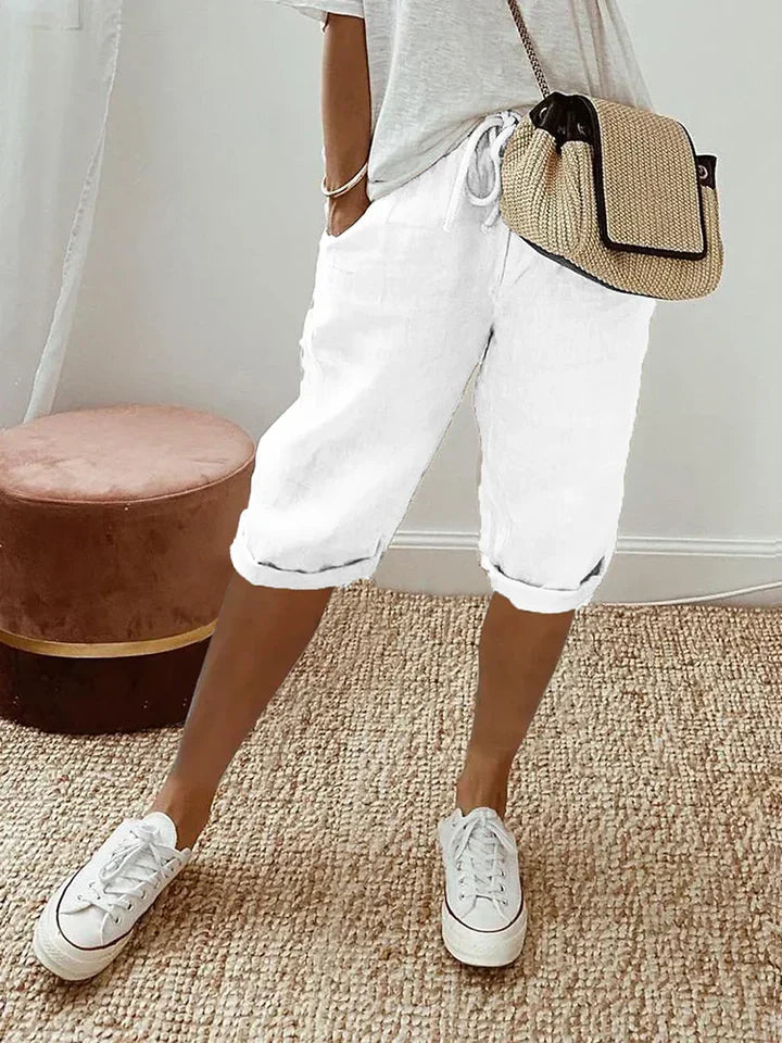 Timeless women's relaxed fit summer shorts, excellent for vacation, beach, or comfortable everyday casual outfits.