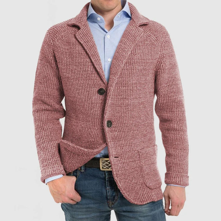 Men's fashion outerwear: a versatile two-button blazer with a sharp notch lapel for any occasion.