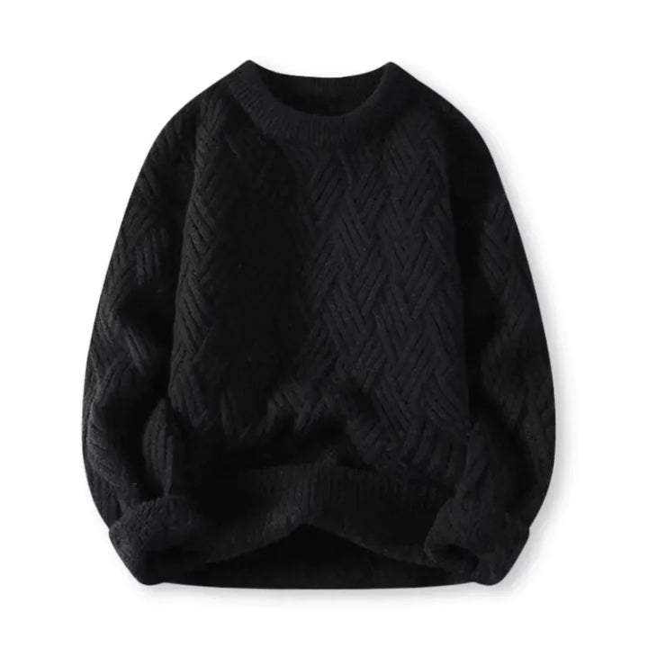 Men's long sleeve crew neck sweater featuring a soft ribbed knit. A stylish and comfortable top for men.