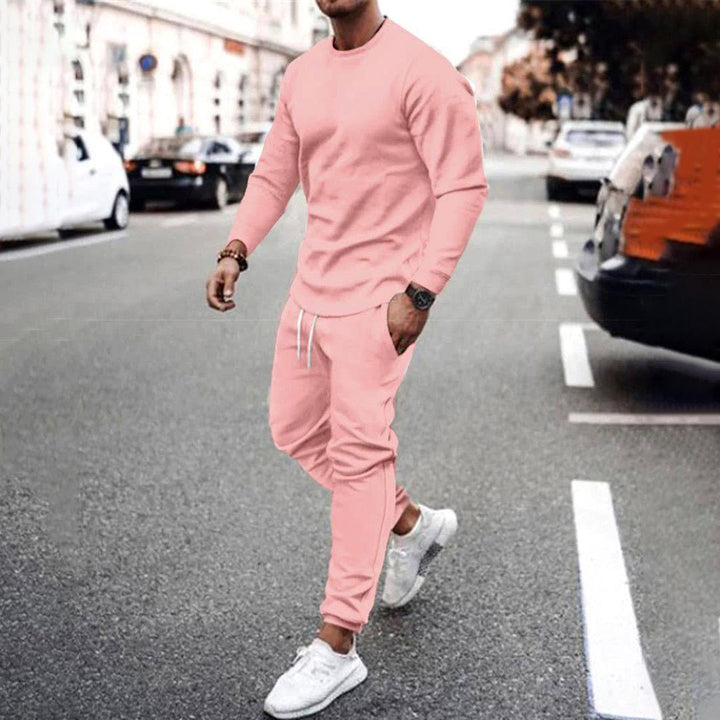 Fashionable men's slim fit tracksuit. Comfortable activewear and casual sports set for a sleek look.