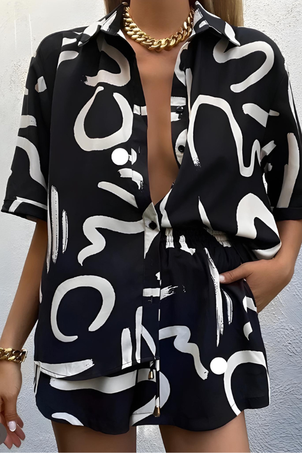 Trendy women's beachwear two-piece set, a chic summer outfit for sunny days and travel.