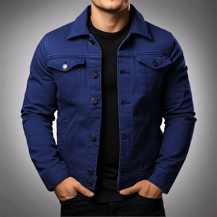 Fashionable men's classic jacket, versatile long sleeve outerwear for casual everyday style.