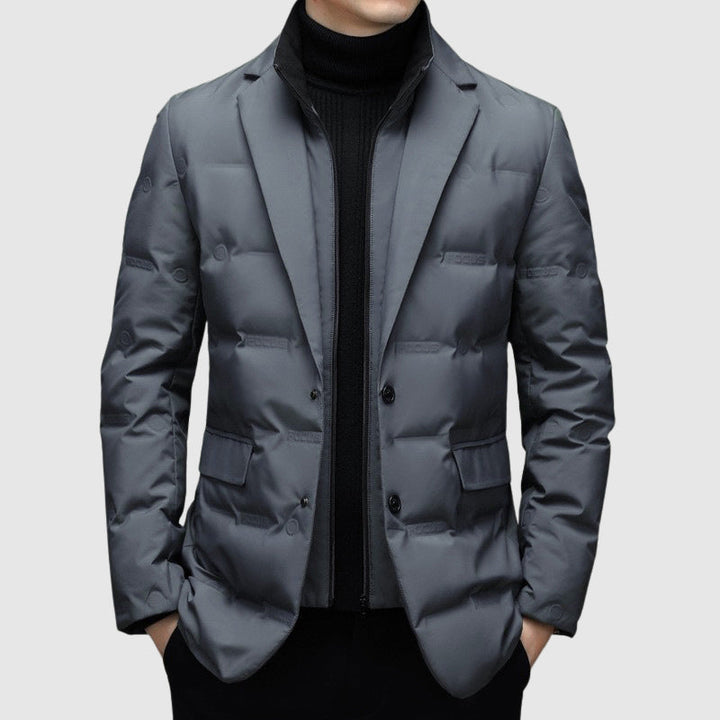 Stylish men's tailored padded winter jacket with down filling, ideal for smart casual & winter fashion.