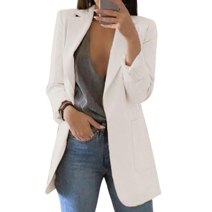 Women's long open-front blazer. Elegant women's jacket for business, casual & versatile style.