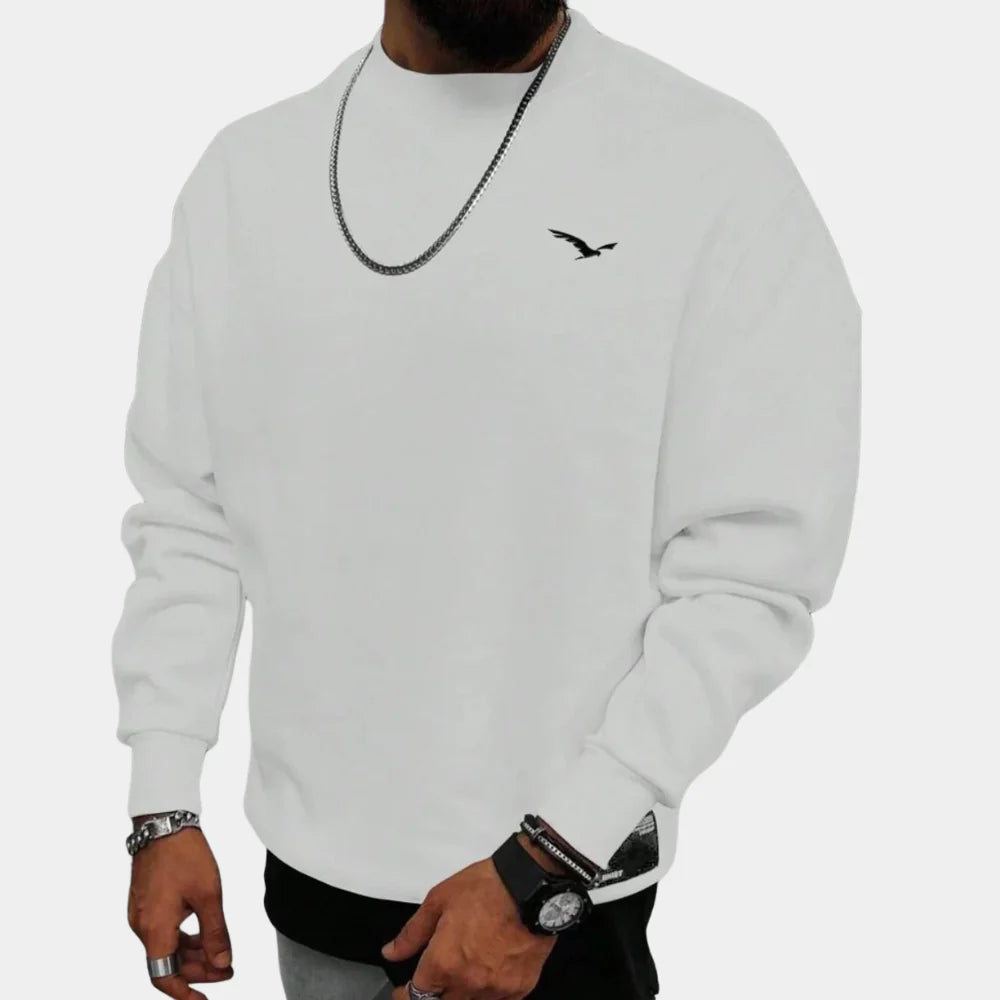 Versatile men's long-sleeve sweater, ideal for layering or everyday casual fashion. Comfortable pullover style.