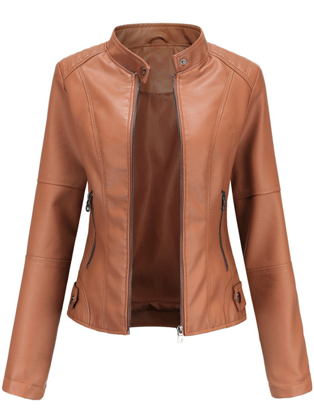Stylish women's long-sleeve jacket, perfect for cool weather layering. Features a modern zipper closure.