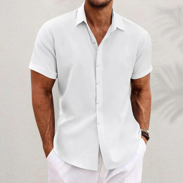 Men's versatile collared button-down shirt, great for casual summer outings & everyday fashion.