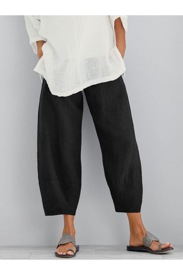 Comfortable women's loose fit ankle length summer trousers, versatile for casual wear or dressing up.
