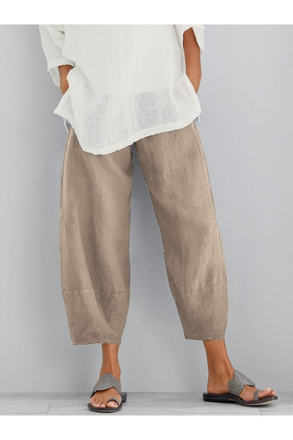 Lightweight women's loose fit ankle length summer trousers, ideal for stylish and comfortable daily wear.