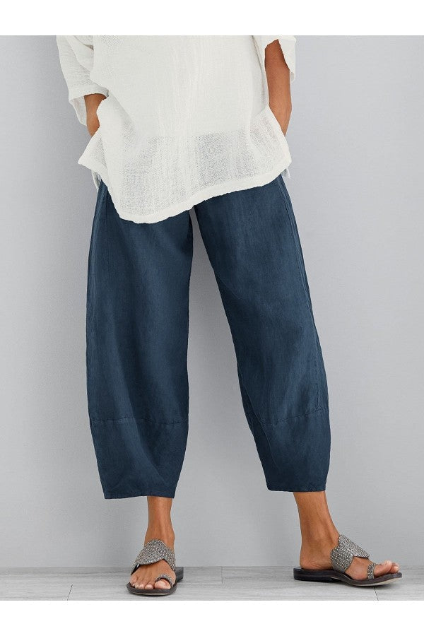 Versatile women's loose fit ankle length trousers for summer, suitable for casual outings or elegant events.