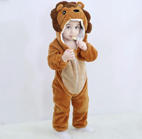 JungleBuddies infant animal character onesie, cozy for everyday wear.