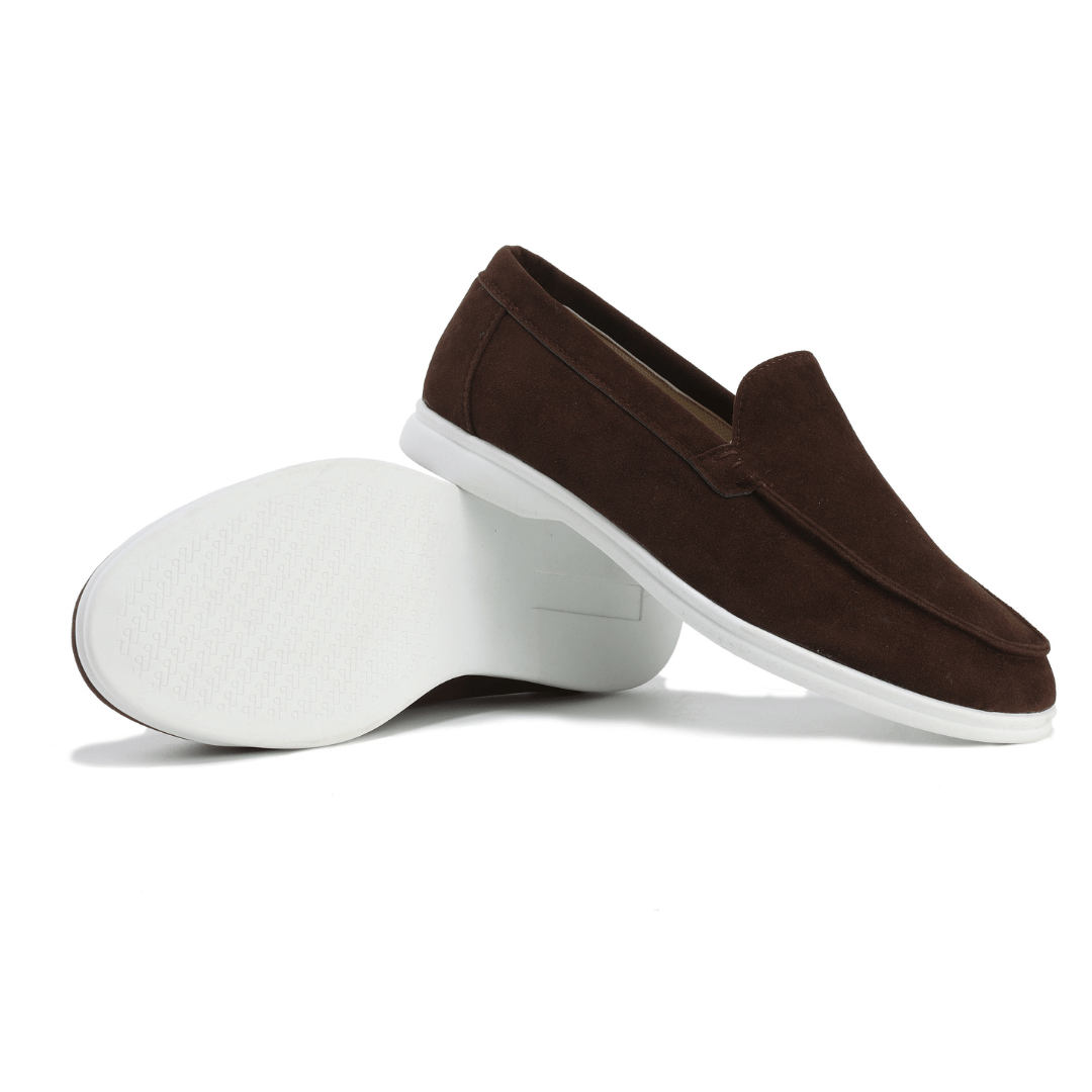 Easy wear men's slip-on loafers in rich brown, perfect for comfortable casual fashion.