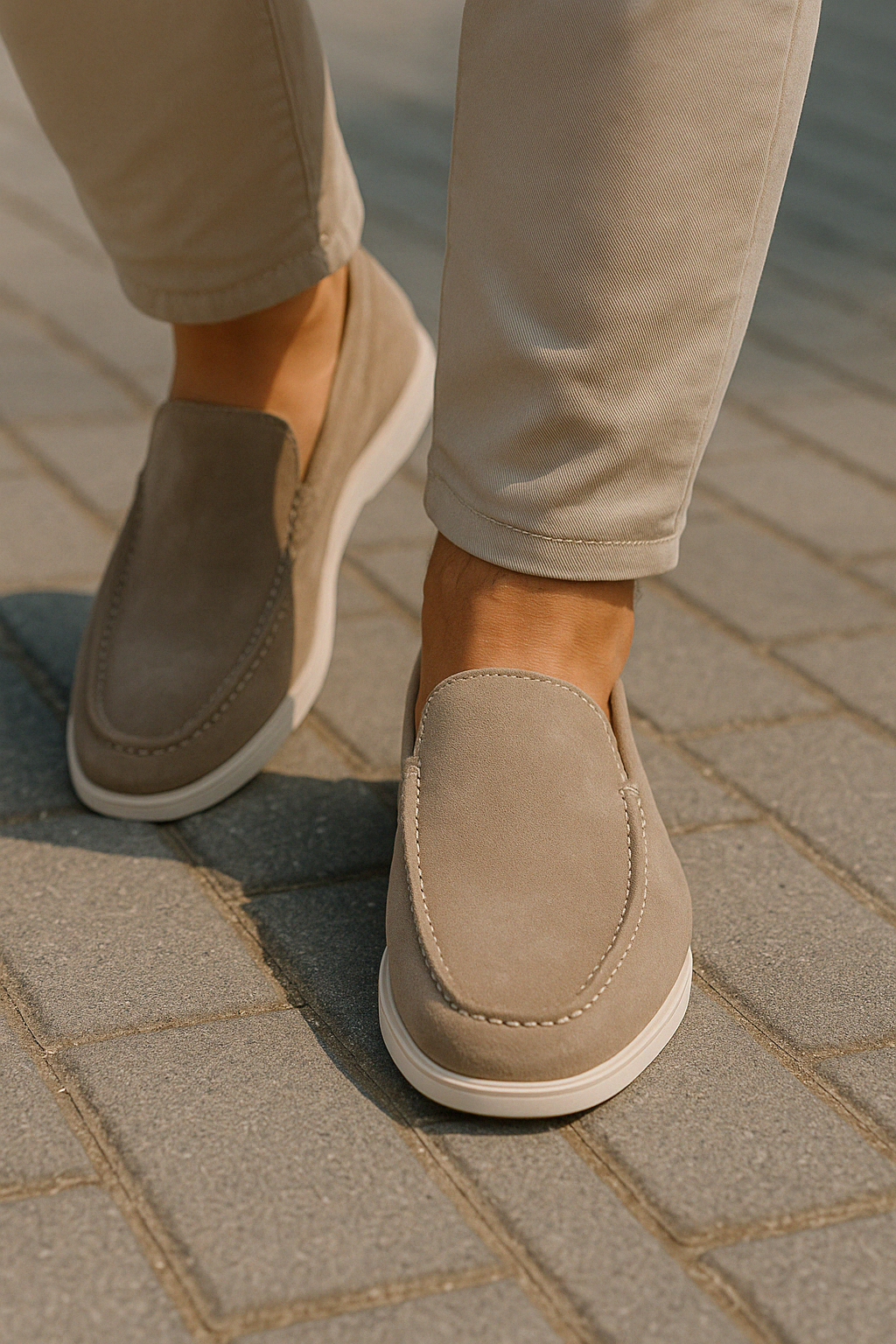 Comfortable men's slip-on loafers with flat sole & round toe for all-day wear.