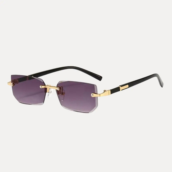 Sleek men's rimless rectangle eyewear featuring a luxurious gold frame, enhancing any stylish outfit.