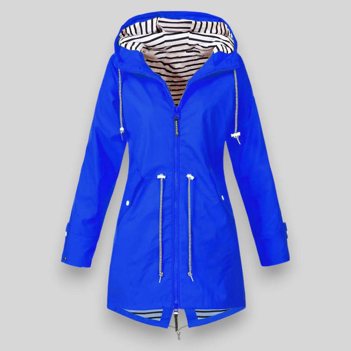 Durable & stylish women's waterproof jacket, offering a sleek design for everyday wear and reliable rain protection.