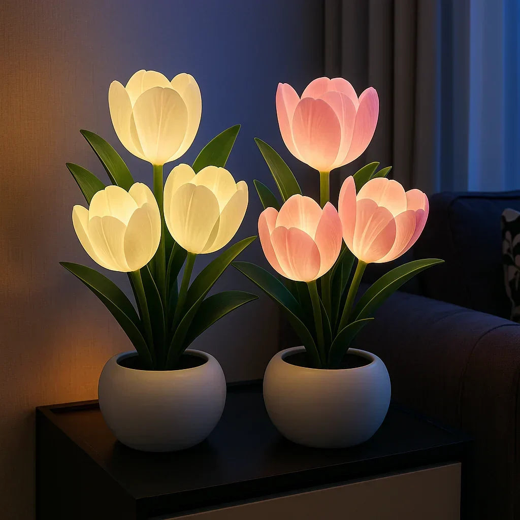 Beautiful flower design LED lamp providing warm, inviting and dimmable light for any room.