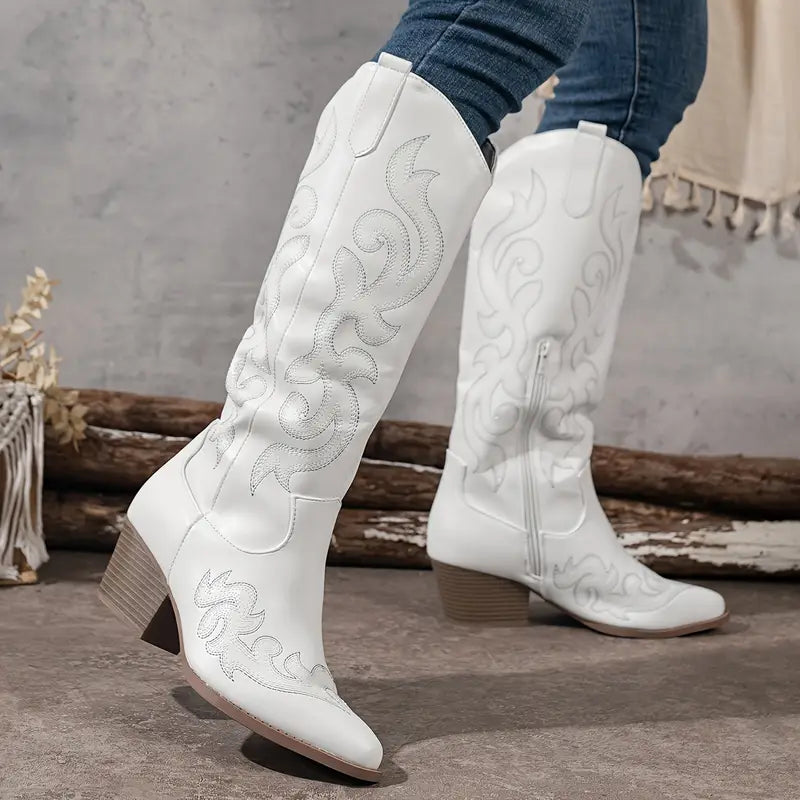 Classic black women's western boots, designed for comfort and fashion-forward style.