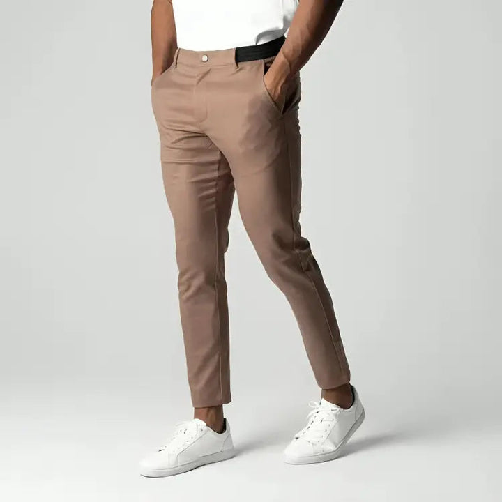 Men's fashion tapered ankle length chinos. Comfortable, versatile smart casual trousers for everyday style.