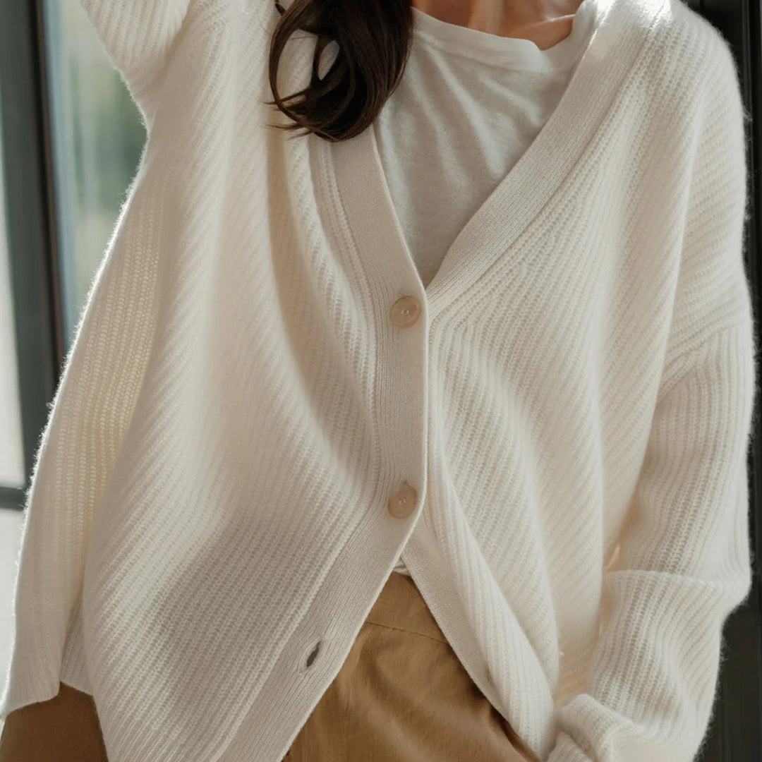 Comfortable long rib-knit cardigan for women, oversized and perfect for cozy layering.