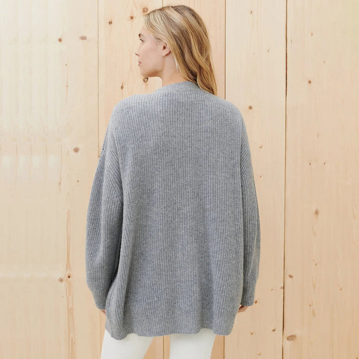 Everyday women's oversized ribbed cardigan, a long open front knit for comfortable modern fashion.