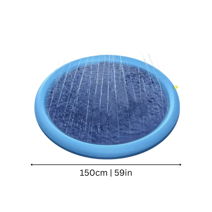 Fun & durable dog splash pad for summer water play. Features gentle sprinklers to keep active dogs cool outdoors.