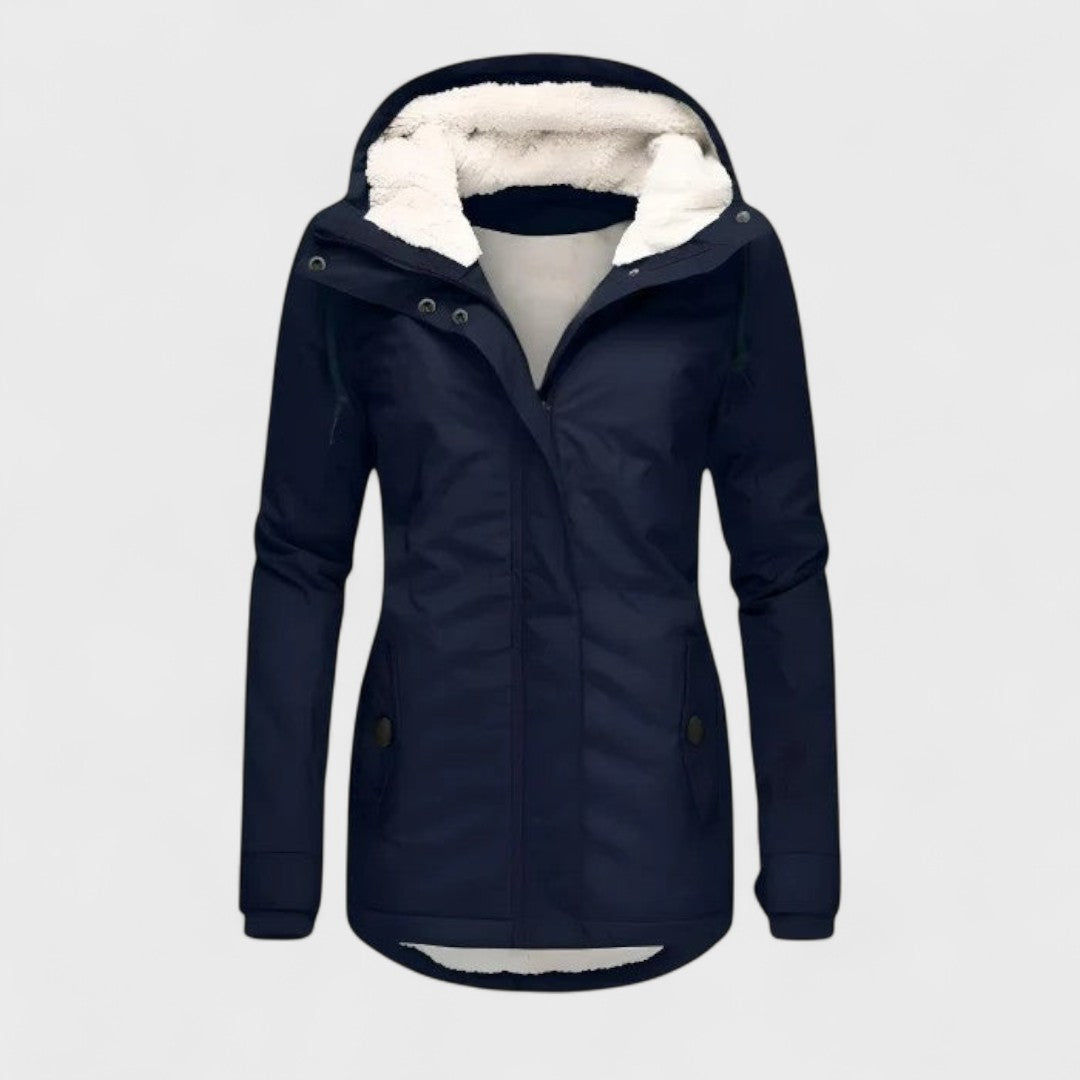 Warm & waterproof women's winter coat with hood. Ideal outerwear for protection against cold and wet weather.
