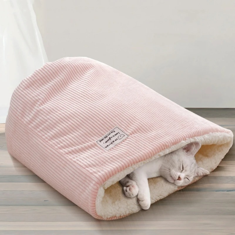 Cozy cat cave bed, warm pet bed for ultimate feline comfort & security. Machine washable for easy care.