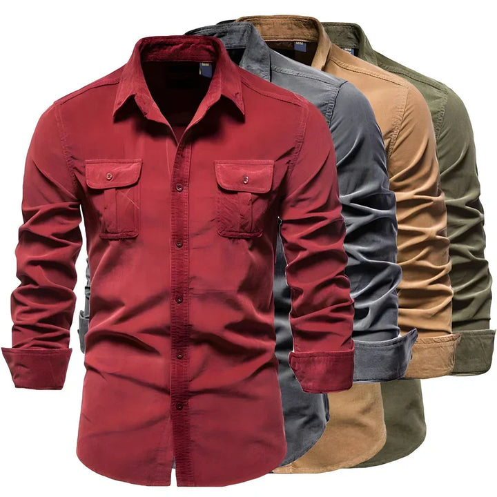 Men's versatile casual button-down shirt, long sleeve, suitable for everyday style and business casual fashion.