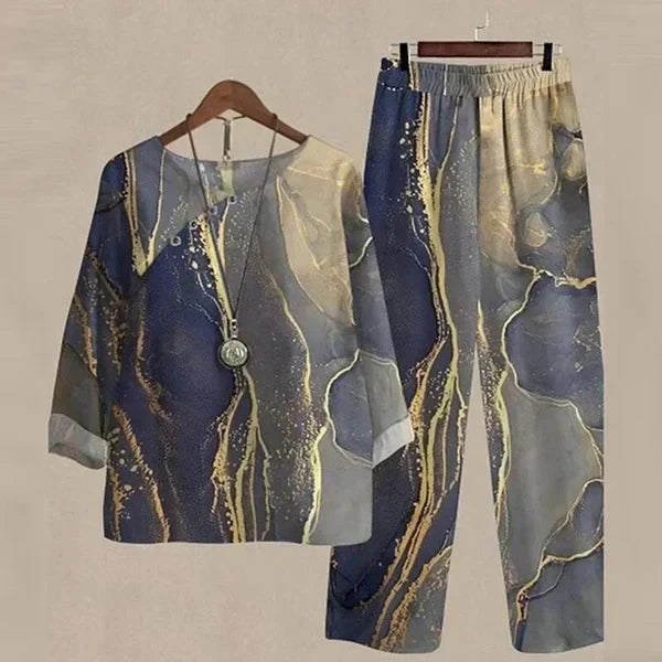Versatile women's comfortable shirt & trouser set. Ideal for chic casual or loungewear.