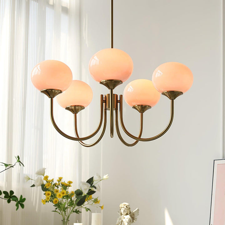 Minimalist chrome circle pendant lamp, sleek ceiling light for peaceful bedrooms.