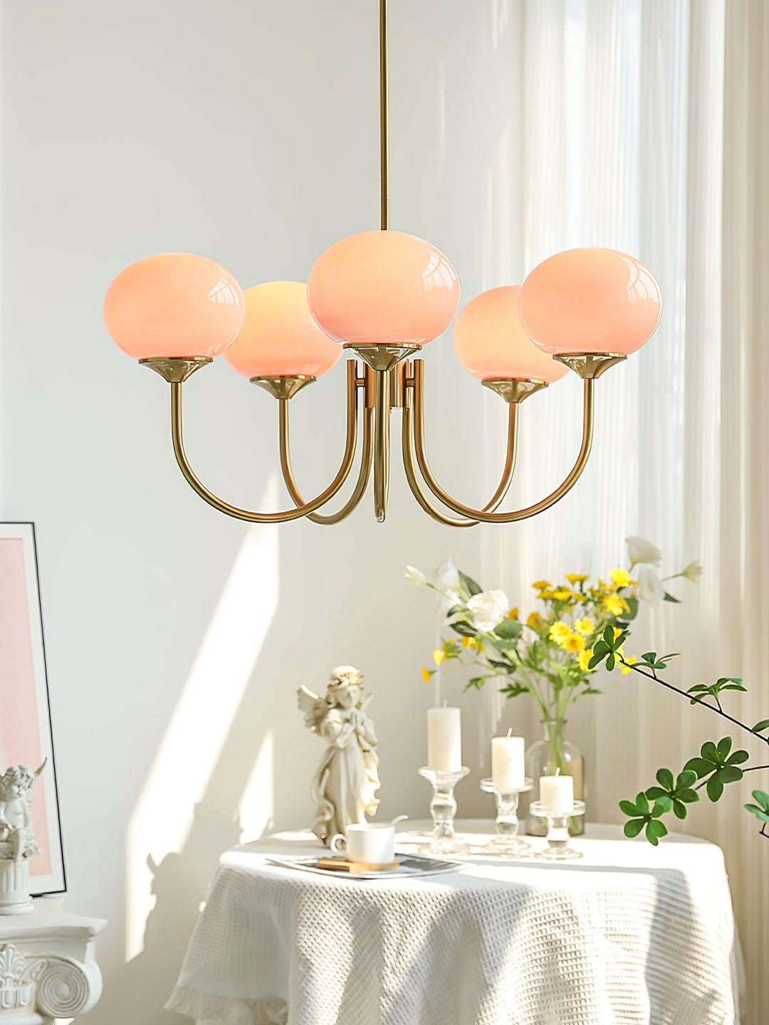 Contemporary chrome circle pendant, minimalist fixture for stylish dining rooms.