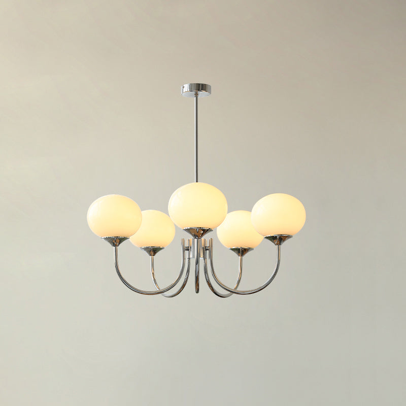 Sleek chrome glass sphere pendant, sophisticated lighting for a stylish hallway.