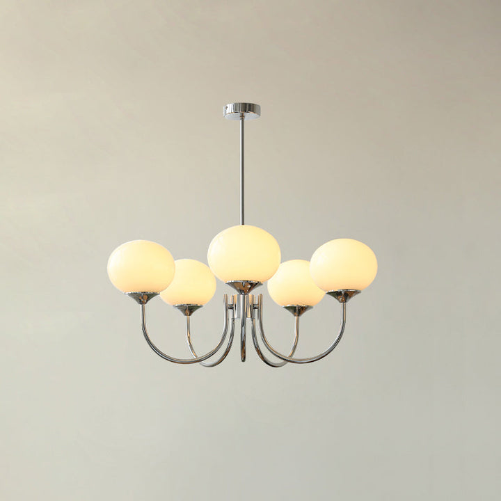 Sleek chrome glass sphere pendant, sophisticated lighting for a stylish hallway.