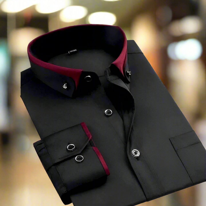 Men's classic long-sleeve button-up shirt in a timeless style, perfect for smart casual or business wear.