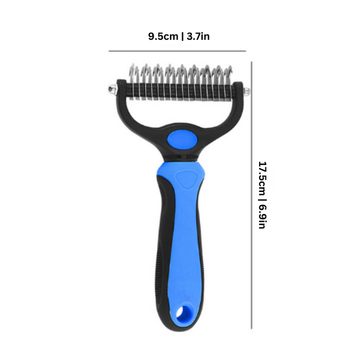 Ergonomic shedding brush for dogs & cats, featuring non-slip handle for comfortable, effective grooming.