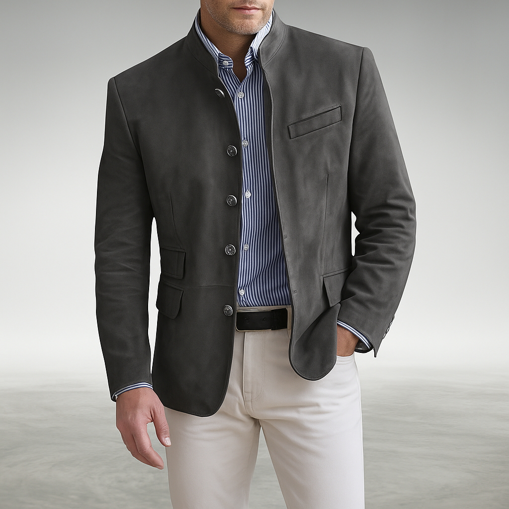 Men's modern button cardigan sweater, perfect for casual or smart-casual layering.