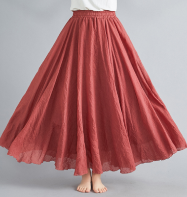 Soft, comfortable women's long skirt, featuring a relaxed fit and boho chic style, perfect for everyday wear.